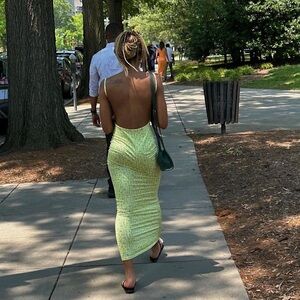 yellow floral backless dress